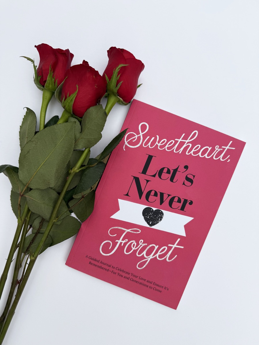 Sweetheart, Let's Never Forget journal with red roses